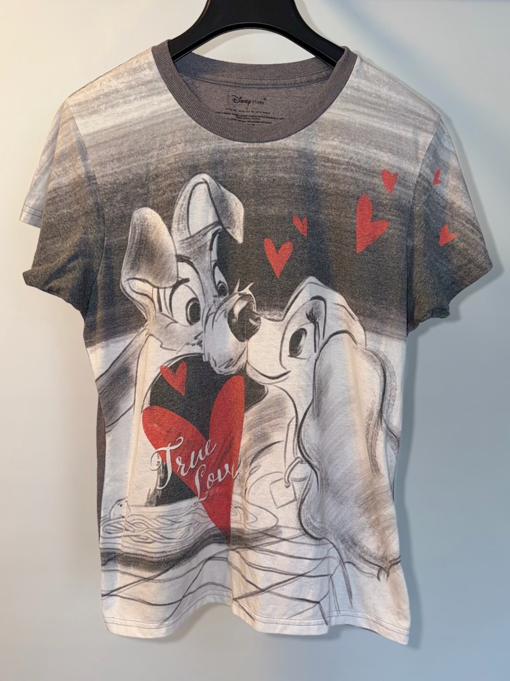 Disney Gray and Red Lady & the Tramp Graphic Tee